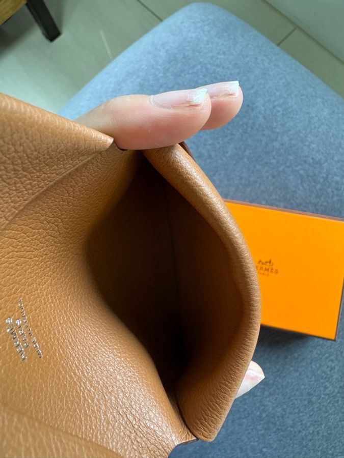 超值 ｜Hermès Calvi Duo 卡夾零錢包｜山羊皮金棕色｜附盒-5