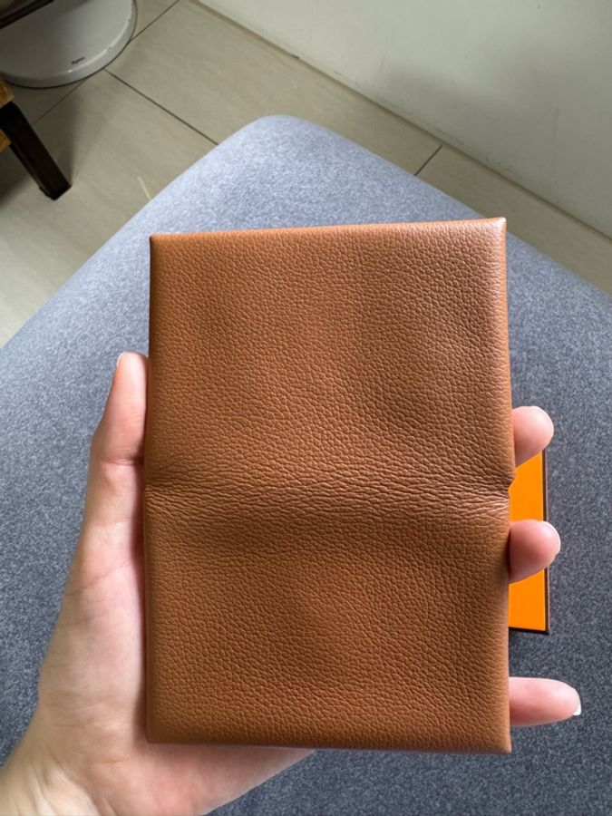 超值 ｜Hermès Calvi Duo 卡夾零錢包｜山羊皮金棕色｜附盒-8