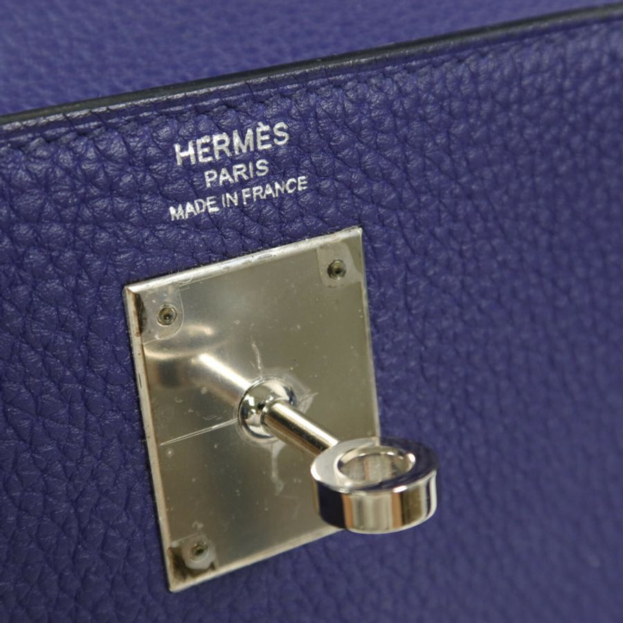 HERMES Taurillion Clemence皮革Kelly 28手挽肩背兩用袋Cassis-6