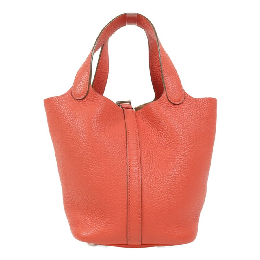 HERMES Taurillion Clemence皮革Picotin PM手挽袋Rose Texas-1