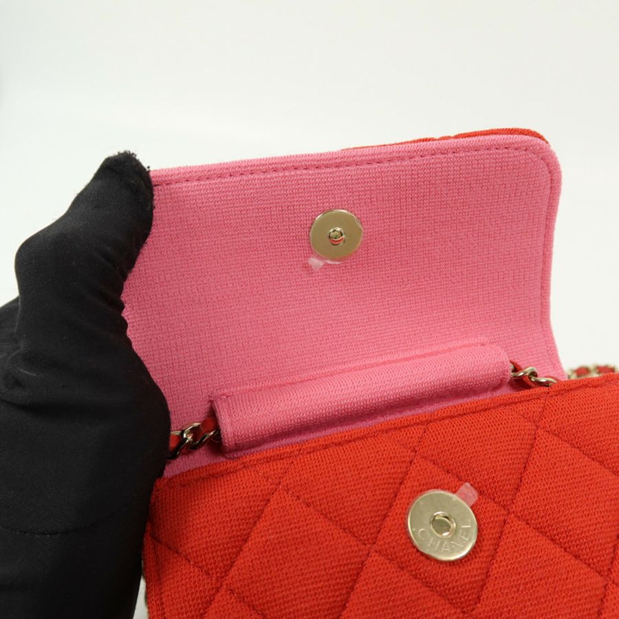 CHANEL Jersey Quilted Mini Flap Clutch With Chain鏈帶肩背袋-7