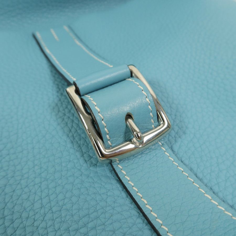 HERMES Clemence皮革Halzan 31手挽肩背兩用袋Blue Atoll-5