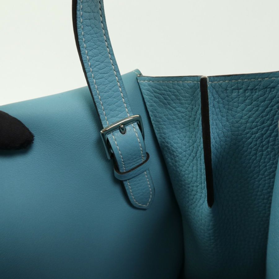 HERMES Clemence皮革Halzan 31手挽肩背兩用袋Blue Atoll-8