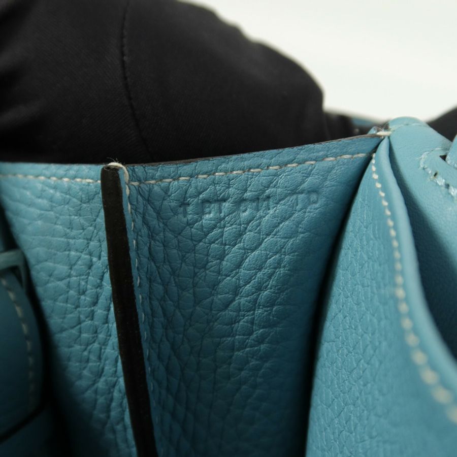 HERMES Clemence皮革Halzan 31手挽肩背兩用袋Blue Atoll-9