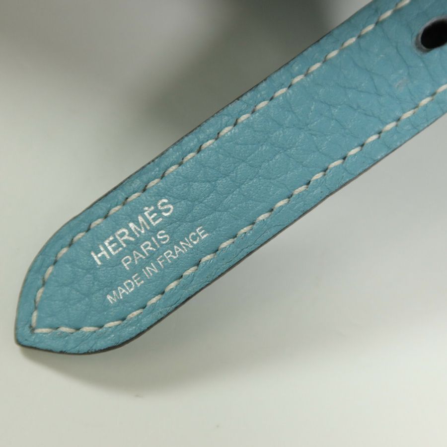 HERMES Clemence皮革Halzan 31手挽肩背兩用袋Blue Atoll-10