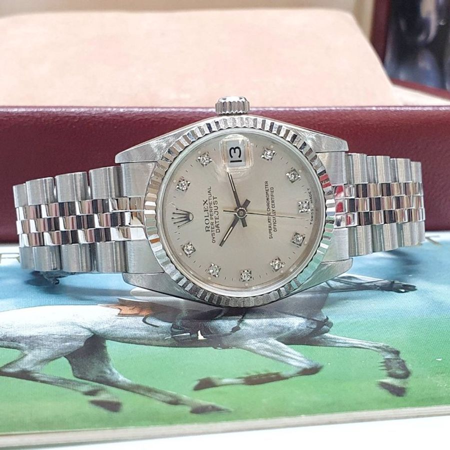 【大眾名錶】ROLEX 勞力士68274 Datejust 中型錶款 銀色十鑽面盤 錶徑31mm 自動上鍊 B1394-4