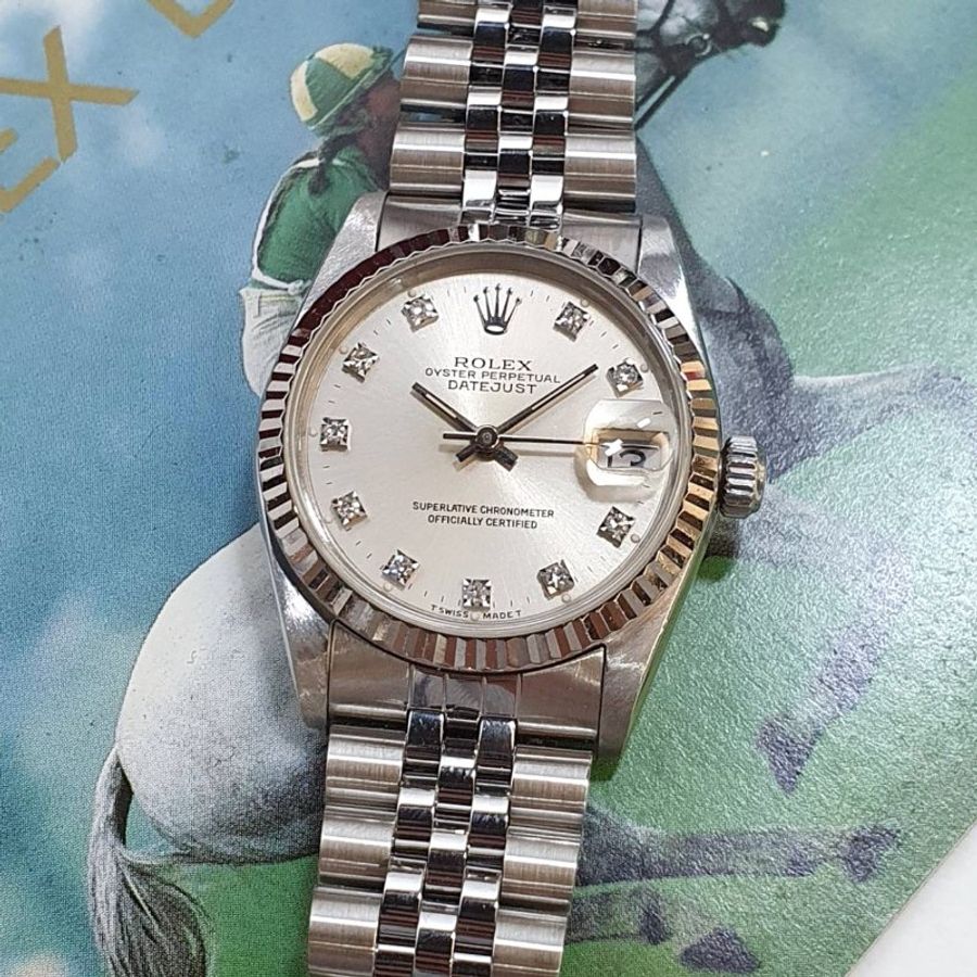 【大眾名錶】ROLEX 勞力士68274 Datejust 中型錶款 銀色十鑽面盤 錶徑31mm 自動上鍊 B1394-5