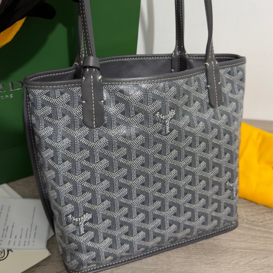 Goyard mini tote 菜籃 灰色 二手閒置 全配🩶-0