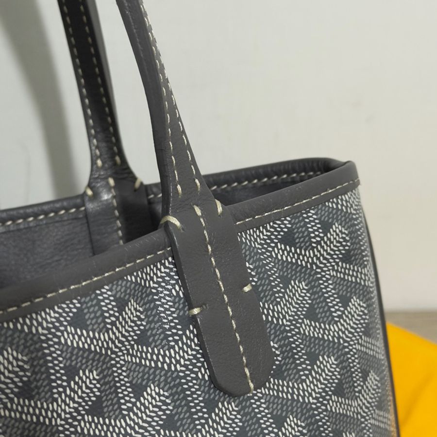 Goyard mini tote 菜籃 灰色 二手閒置 全配🩶-15