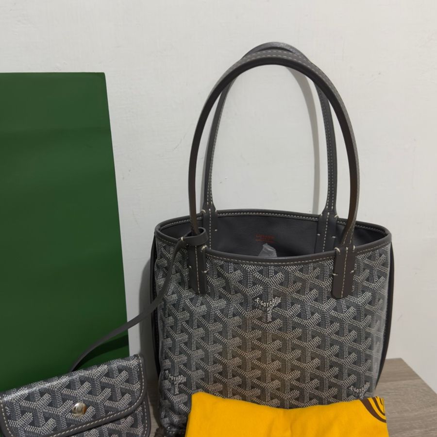 Goyard mini tote 菜籃 灰色 二手閒置 全配🩶-18