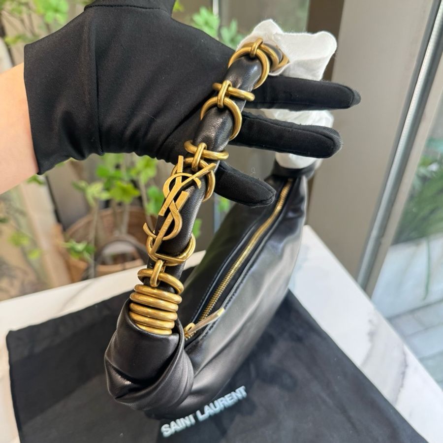 全新 ysl聖羅蘭Amalia黑色半月腋下包 羊皮-7
