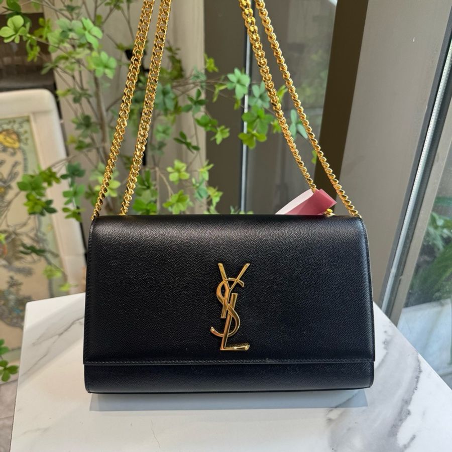 聖羅蘭ysl 黑金魚子醬中號kate鏈條包 尺寸24-0