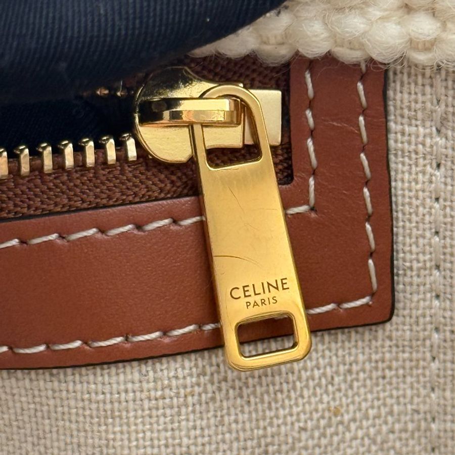95新🆕 Celine 賽琳 沙灘托特包 米白拼紅字Logo-14