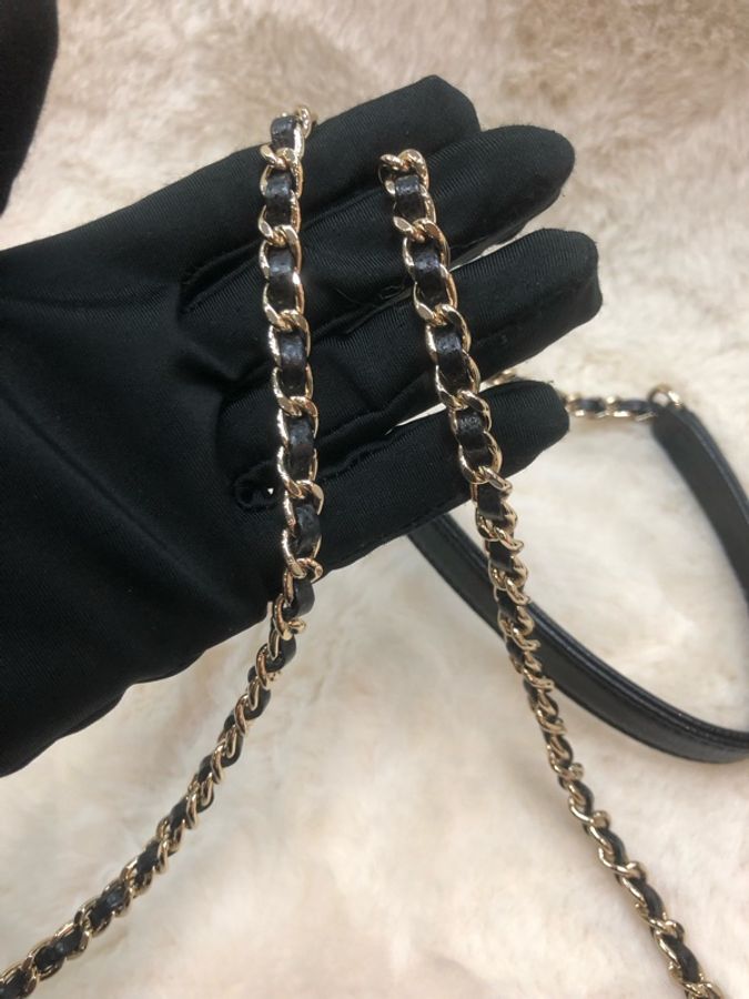 Chanel 黑色荔枝牛皮小水桶芯片 XC614-14