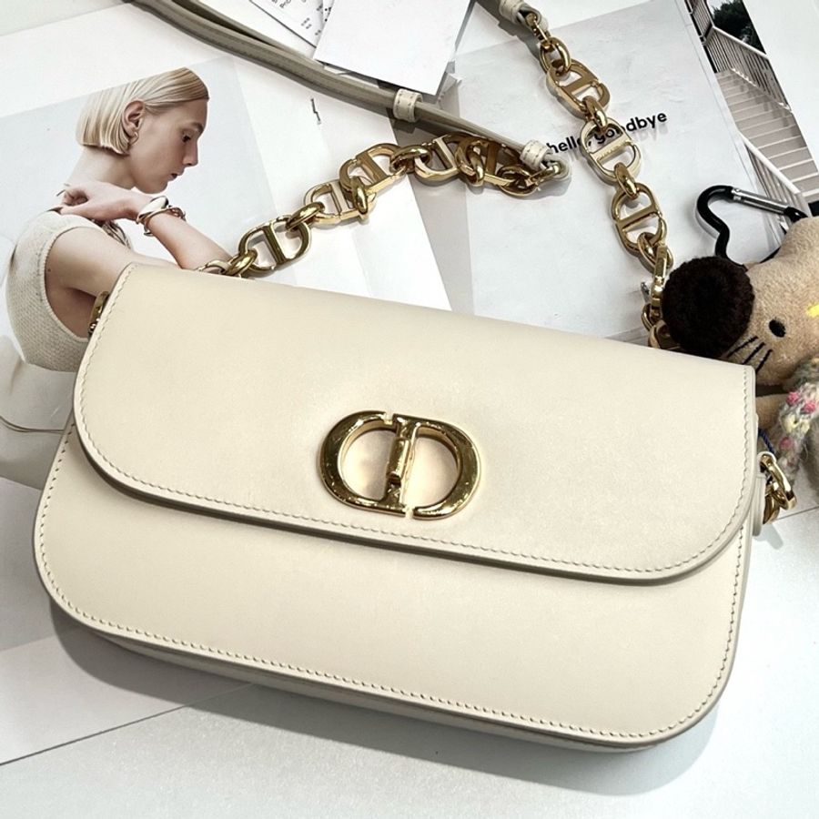 迪奧Dior 白色avenue鏈條斜挎包 23s 底長22-8