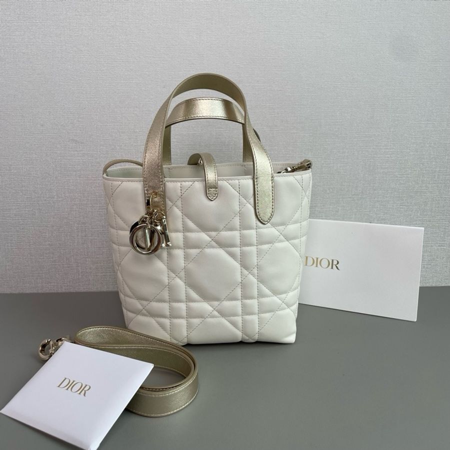 ✨Dior迪奧|Toujours 竪版小號 白色拼香檳金手提|99新25年-1