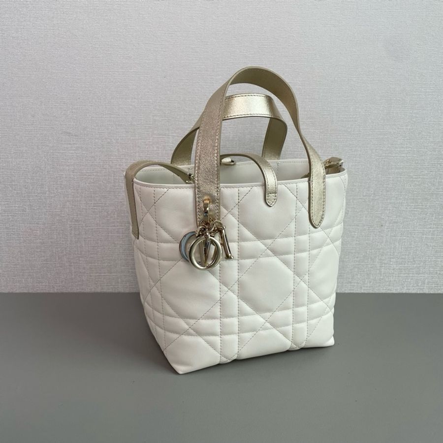 ✨Dior迪奧|Toujours 竪版小號 白色拼香檳金手提|99新25年-2