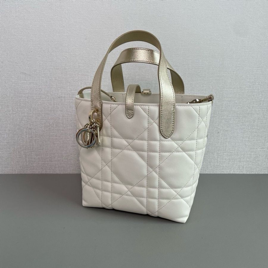 ✨Dior迪奧|Toujours 竪版小號 白色拼香檳金手提|99新25年-3