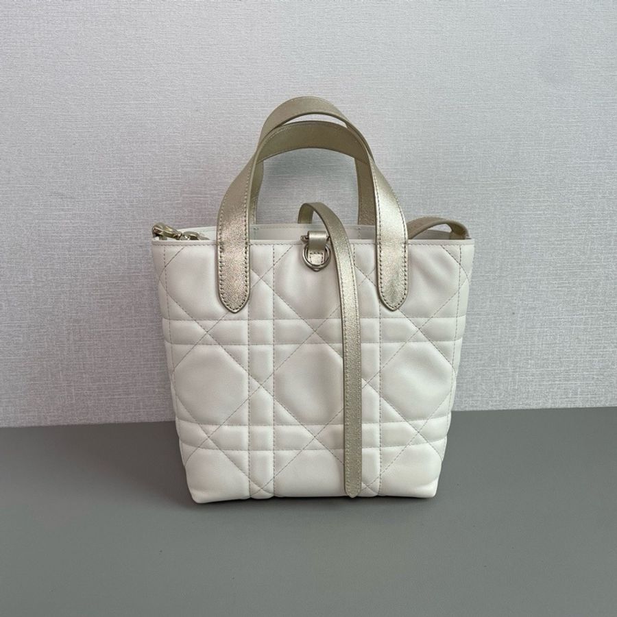 ✨Dior迪奧|Toujours 竪版小號 白色拼香檳金手提|99新25年-4