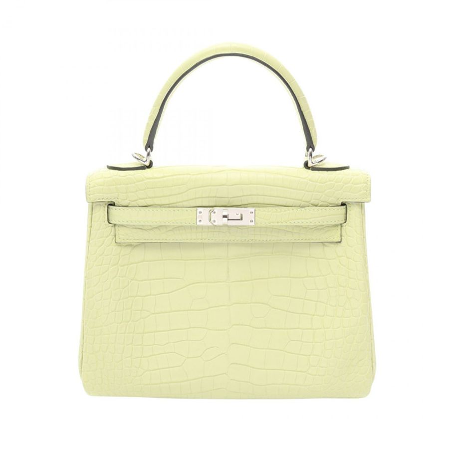 愛馬仕 Kelly 25 Jaune Bourgeois 兩用款,內縫線手提包,霧面鱷魚皮-0