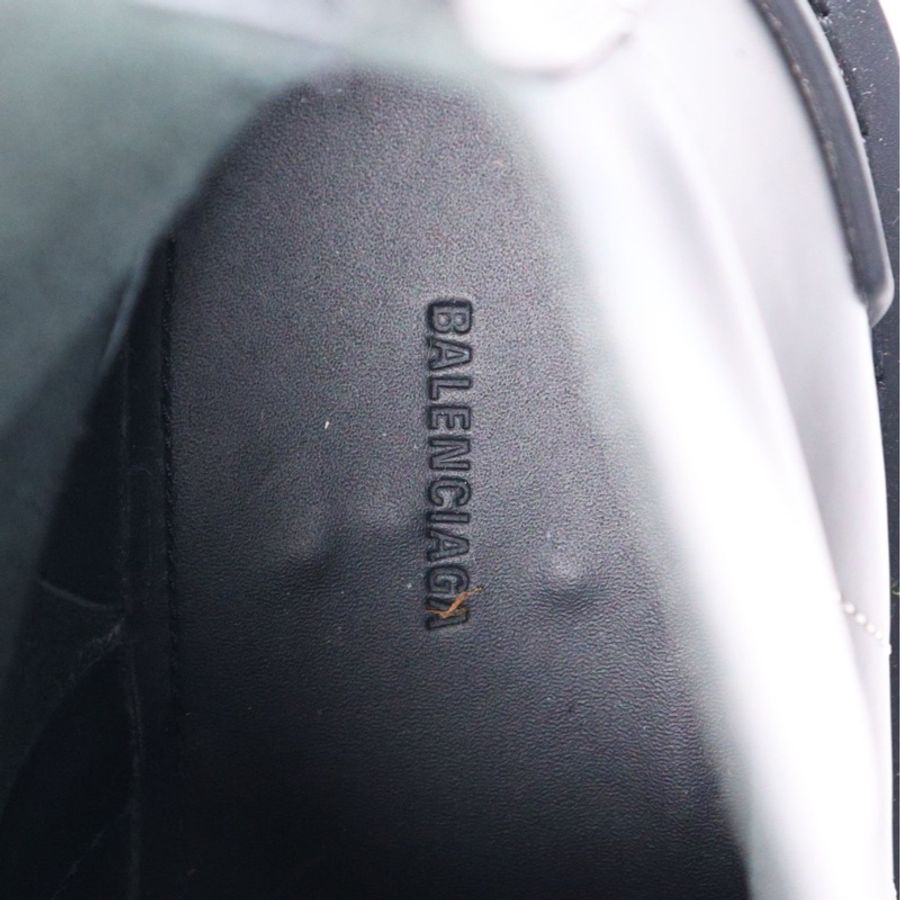 Balenciga黑色皮革白色鞋带系带厚底靴短靴-17