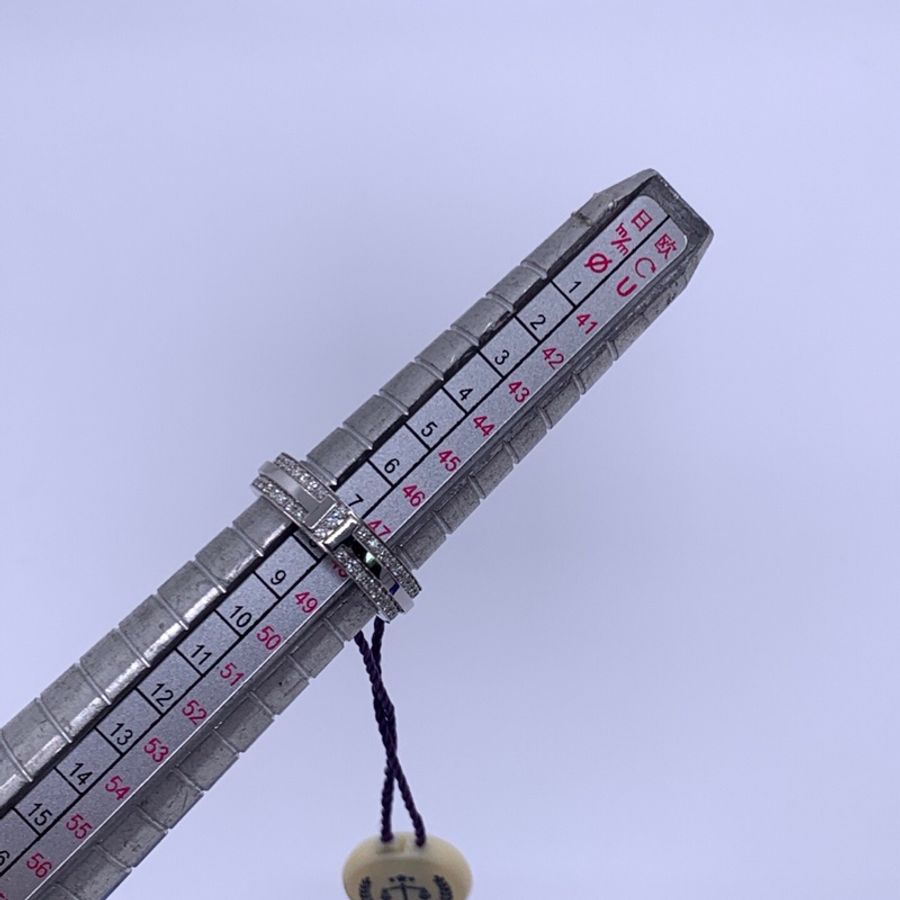 TIFFANY蒂芙尼T系列 18k白金满鉆戒 48号-3