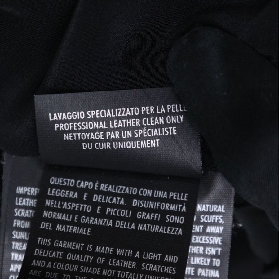 Gucci黑色小羊皮抽绳圆领拉链皮衣上衣外套-16