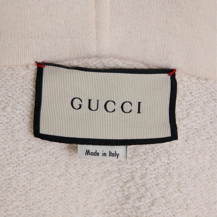Gucci 白色logo字母印花棉质连帽抽绳长袖卫衣上衣外套-12