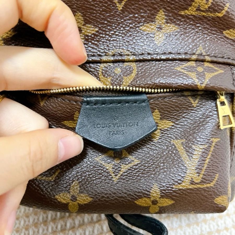 全網最低 LV路易威登Palm Springs迷你双肩包经典老花配黑色皮质,-12