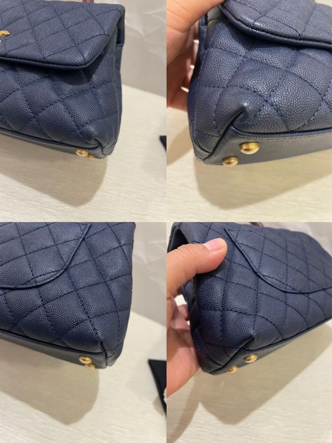 Chanel small coco handle 紅色蜥蜴皮柄配深藍色金扣-8