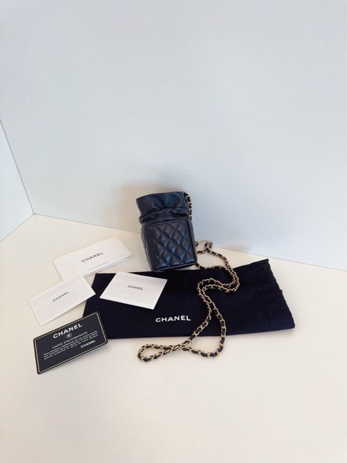 Chanel香奈兒🖤p黑金抽繩燒賣包菱格mini鏈條包VIC限定‼️98新31開 卡標齊全😻-6