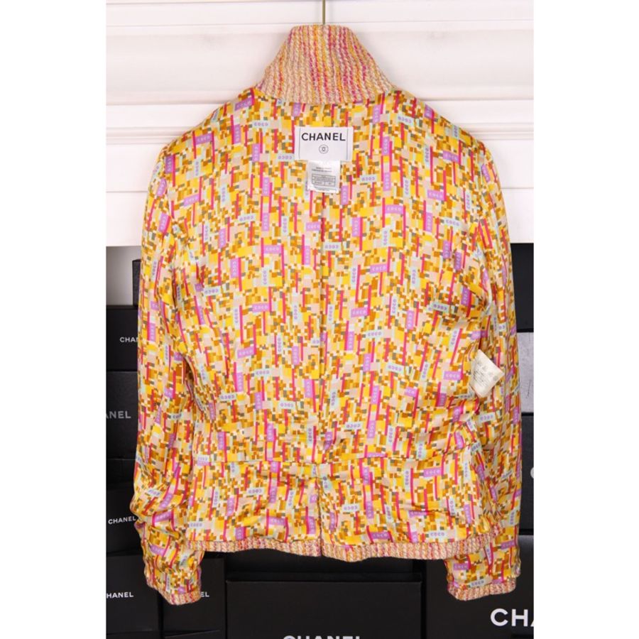 Chanel 01年混彩色羊毛木质扣腰带上衣外套-7