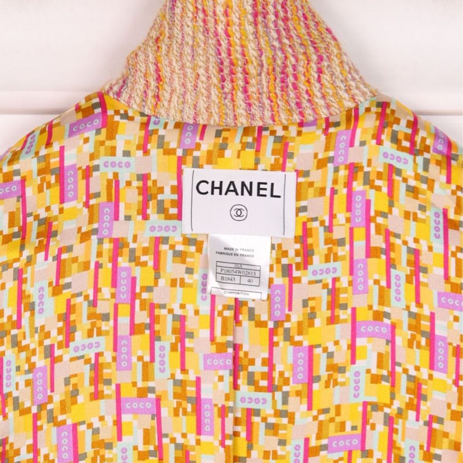 Chanel 01年混彩色羊毛木质扣腰带上衣外套-12