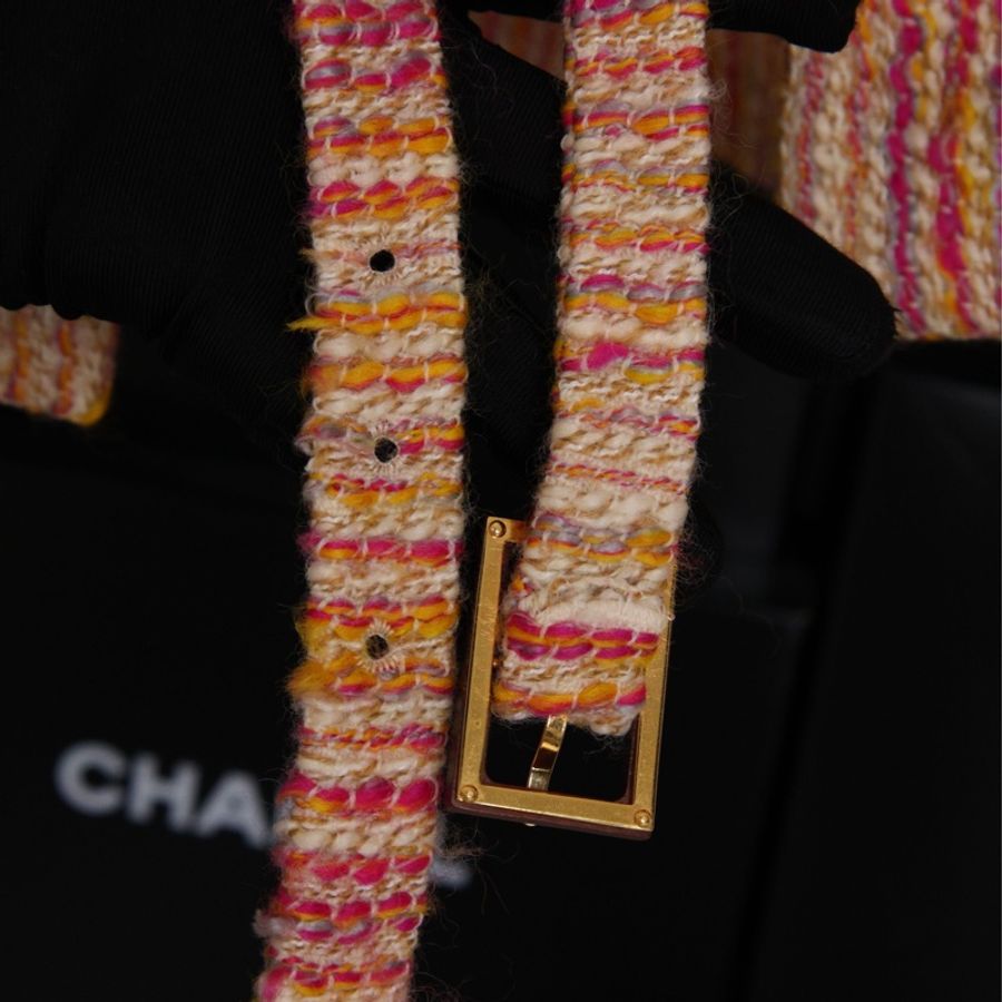 Chanel 01年混彩色羊毛木质扣腰带上衣外套-27