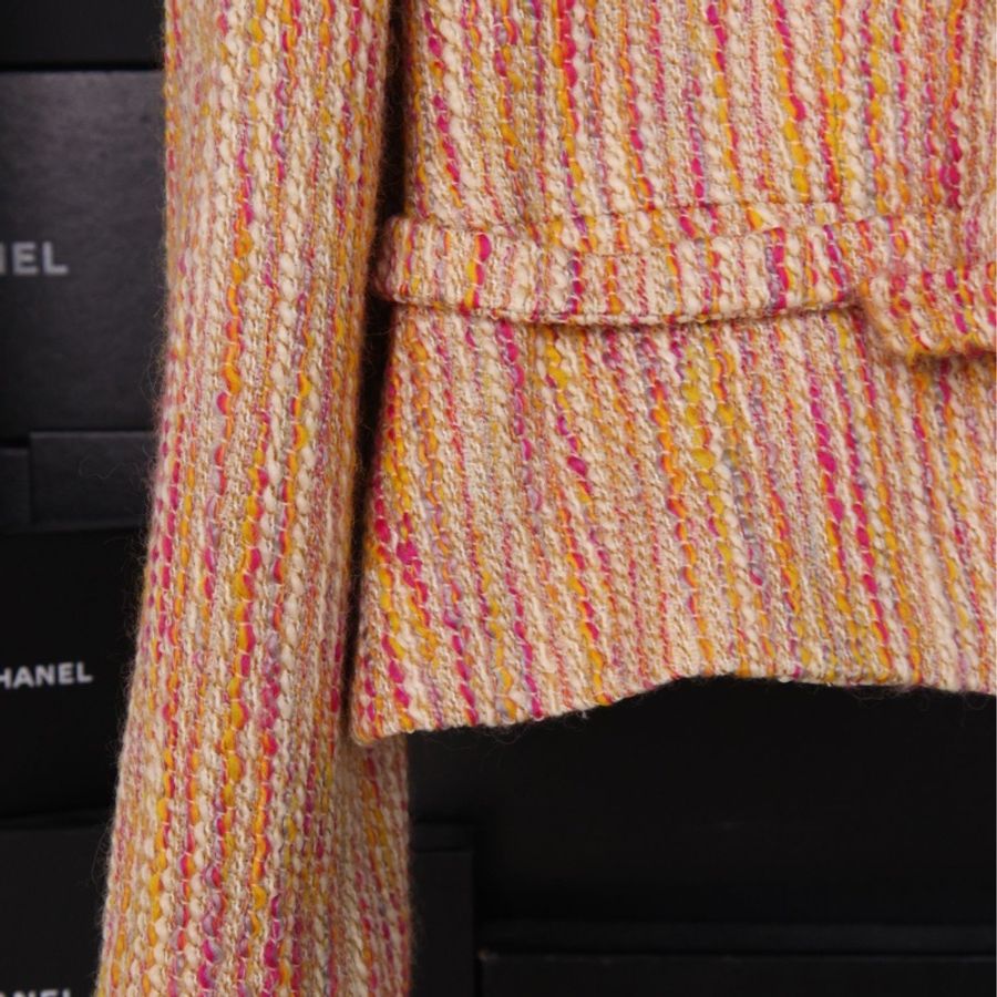 Chanel 01年混彩色羊毛木质扣腰带上衣外套-30