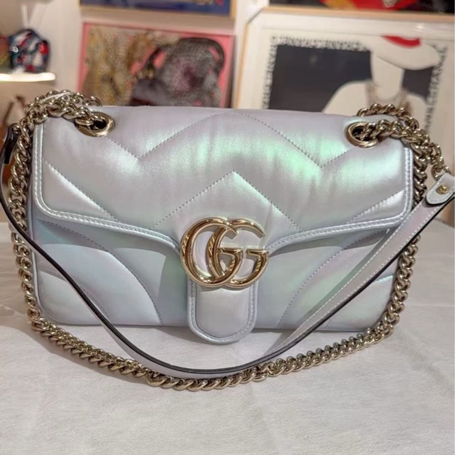 99新 gucci 古馳馬蒙中號新款,人魚姬色-0