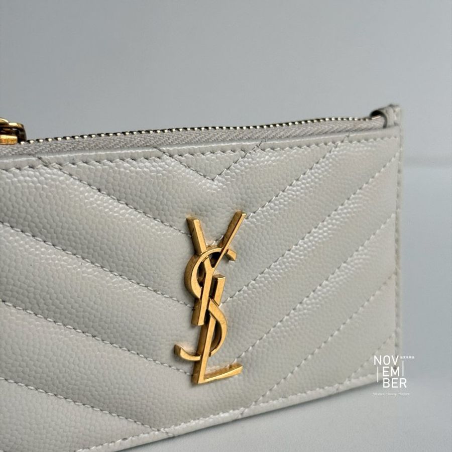 98新🆕 Saint Laurent 聖羅蘭 卡包 白色金釦-1