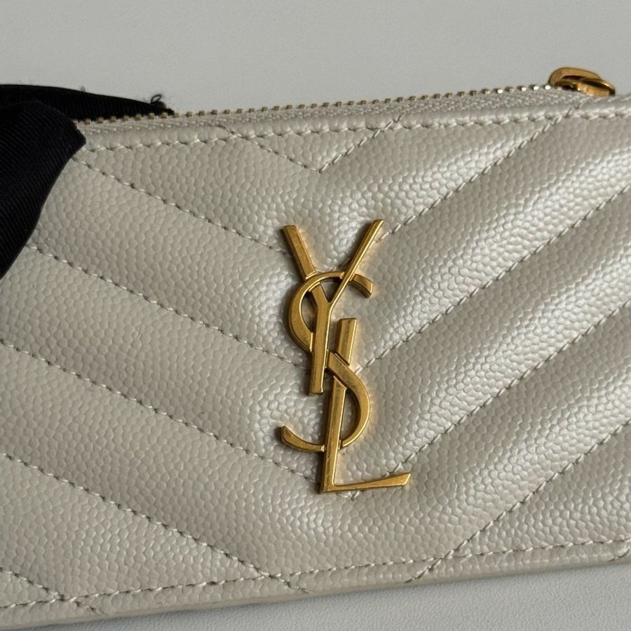 98新🆕 Saint Laurent 聖羅蘭 卡包 白色金釦-9
