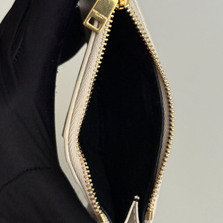 98新🆕 Saint Laurent 聖羅蘭 卡包 白色金釦-11
