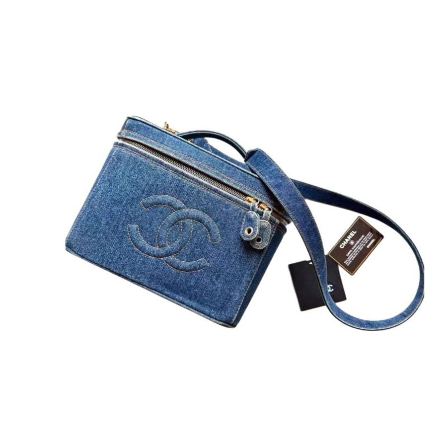 CHANEL牛仔化妝箱帶肩帶-0