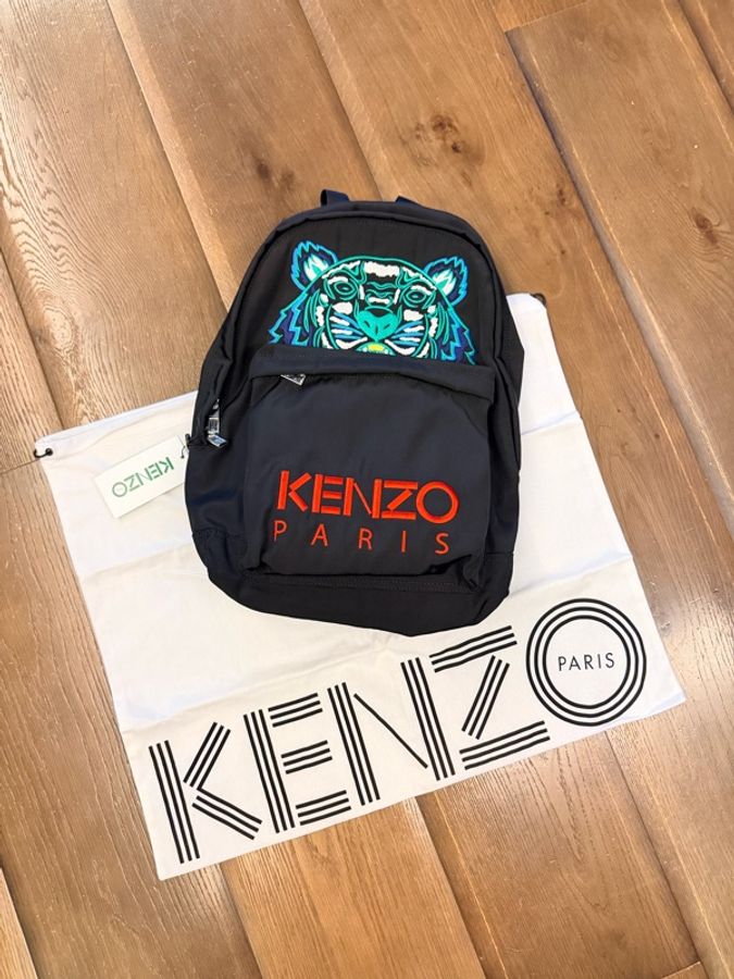 全新正品 吊牌未拆 Kenzo 經典刺繡老虎頭後背包-0