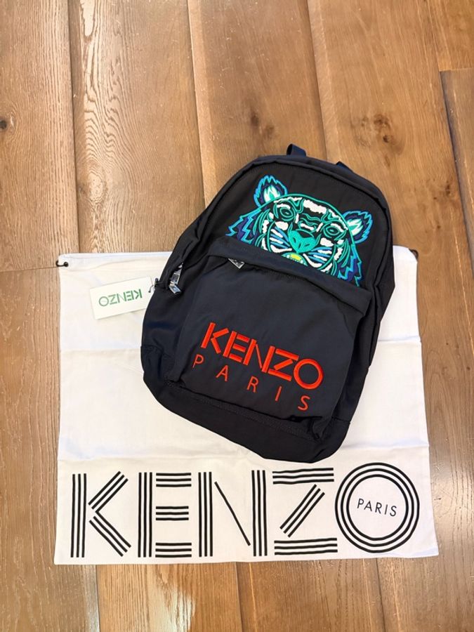 全新正品 吊牌未拆 Kenzo 經典刺繡老虎頭後背包-1