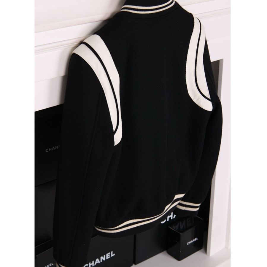 YSL黑白羊毛拼接棒球服夹克外套-4