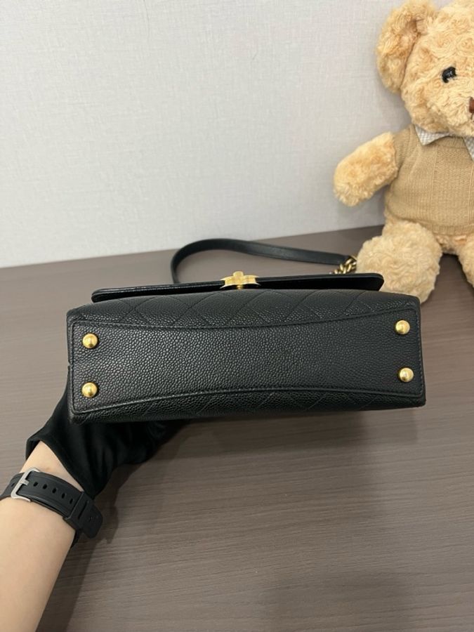 Chanel/香奈兒 Chic Affinity黑金荔枝皮鏈條包 27開有卡-5
