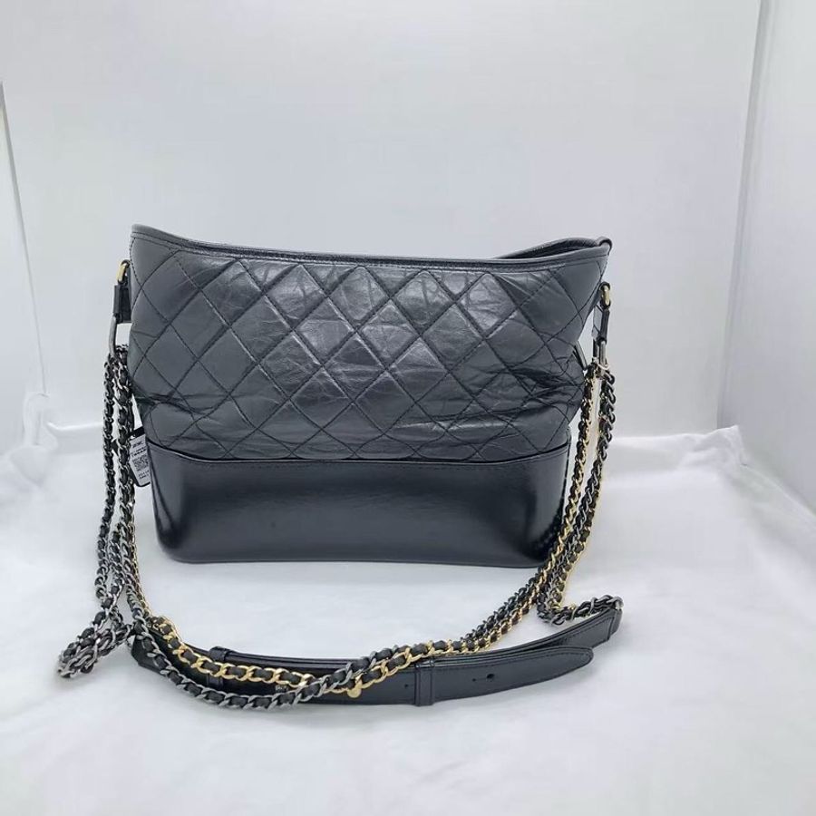二手 Chanel 香奈兒流浪包中號黑色鏈條包,鐳射 25 開-1