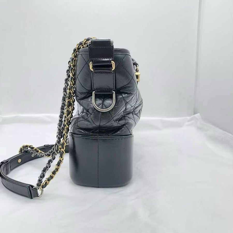 二手 Chanel 香奈兒流浪包中號黑色鏈條包,鐳射 25 開-2
