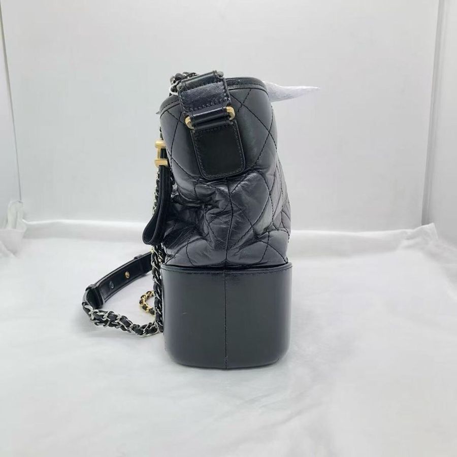 二手 Chanel 香奈兒流浪包中號黑色鏈條包,鐳射 25 開-3