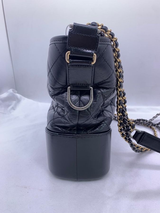 二手 Chanel 香奈兒流浪包中號黑色鏈條包,鐳射 25 開-11