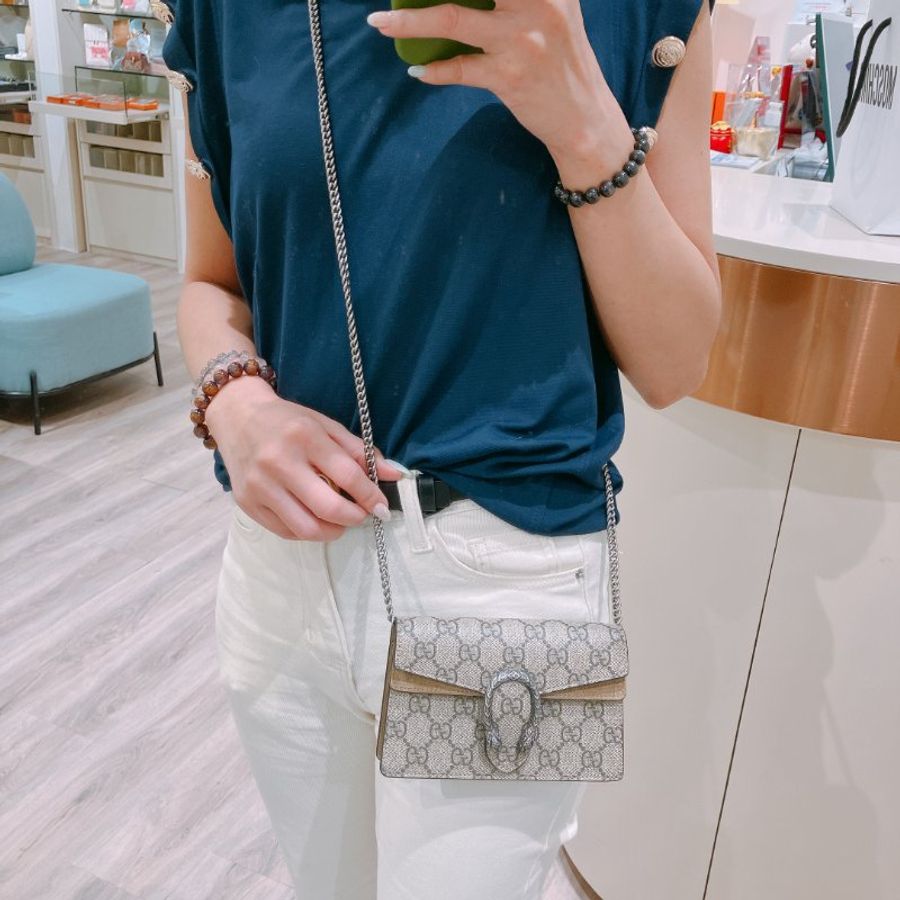 TK2080 Gucci 古馳迷你酒神鍊帶包包 Super Mini Dionysus GG Shoulder Bag Brown-1