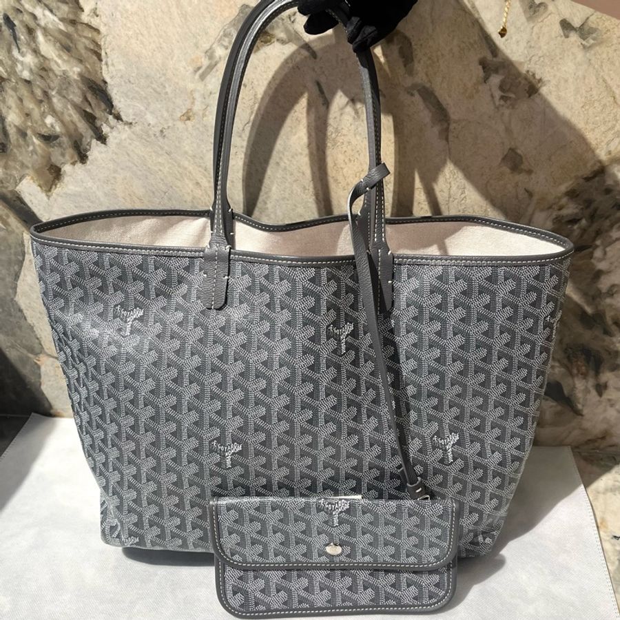 Goyard Saint Louis PM灰老花托特包-0